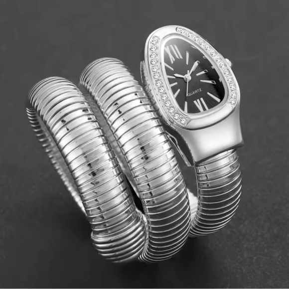 Serpenti Silver Snake Black Dial Wrap Watch main image 3
